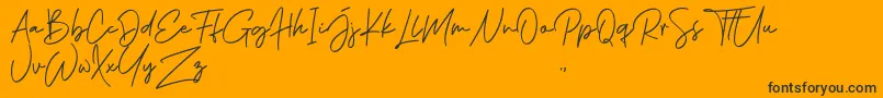 Phillips Muler Signature-Schriftart – Schwarze Schriften auf orangefarbenem Hintergrund