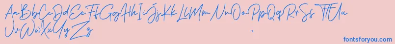 Phillips Muler Signature-Schriftart – Blaue Schriften auf rosa Hintergrund