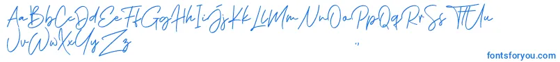 フォントPhillips Muler Signature – 白い背景に青い文字