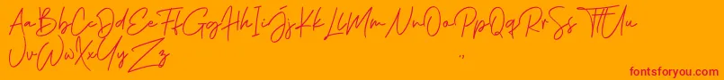 Phillips Muler Signature-Schriftart – Rote Schriften auf orangefarbenem Hintergrund