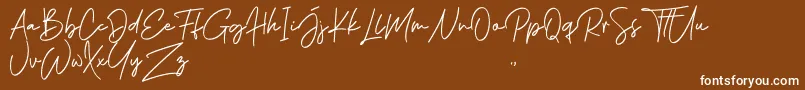 Phillips Muler Signature-Schriftart – Weiße Schriften auf braunem Hintergrund