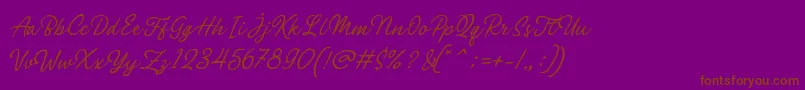 Philomena Script Font – Brown Fonts on Purple Background