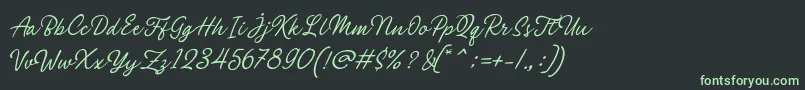 Philomena Script-fontti – vihreät fontit mustalla taustalla