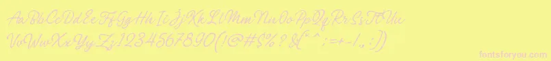 Philomena Script Font – Pink Fonts on Yellow Background