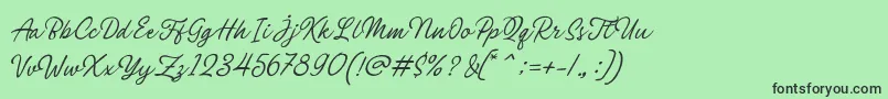 Philomena Script Font – Black Fonts on Green Background