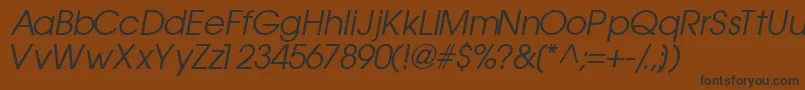 フォントTrendexsskItalic – 黒い文字が茶色の背景にあります
