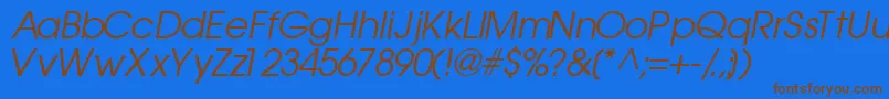 TrendexsskItalic-Schriftart – Braune Schriften auf blauem Hintergrund