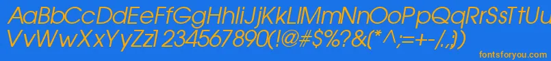 TrendexsskItalic-Schriftart – Orangefarbene Schriften auf blauem Hintergrund