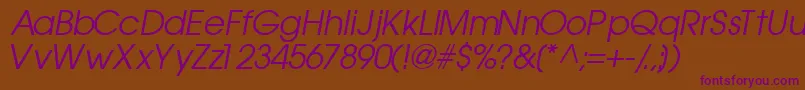 TrendexsskItalic-Schriftart – Violette Schriften auf braunem Hintergrund