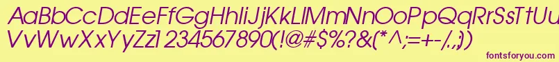 TrendexsskItalic-Schriftart – Violette Schriften auf gelbem Hintergrund