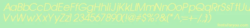 フォントTrendexsskItalic – 黄色の文字が緑の背景にあります