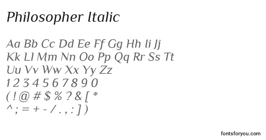 Police Philosopher Italic - Alphabet, Chiffres, Caractères Spéciaux