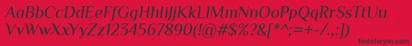 Fonte Philosopher Italic – fontes pretas em um fundo vermelho