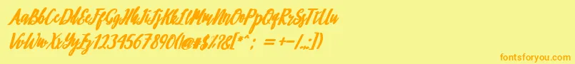 フォントphilosophy – オレンジの文字が黄色の背景にあります。