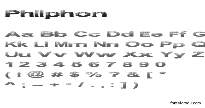 Philphon-fontti – aakkoset, numerot, erikoismerkit