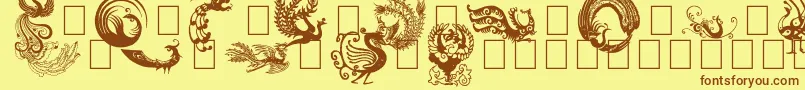 フォントPhoenix – 茶色の文字が黄色の背景にあります。