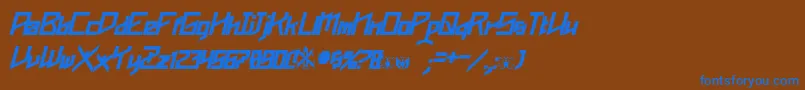 Phoenixians Bold Italic-fontti – siniset fontit ruskealla taustalla