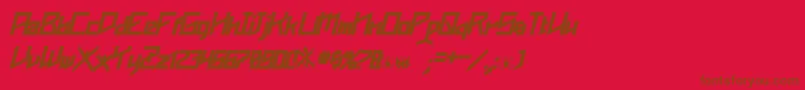 Phoenixians Bold Italic-Schriftart – Braune Schriften auf rotem Hintergrund