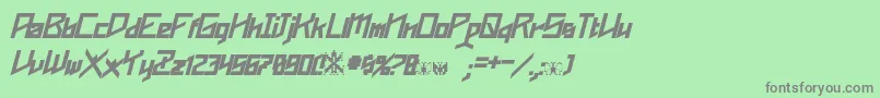 フォントPhoenixians Bold Italic – 緑の背景に灰色の文字