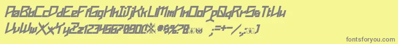 フォントPhoenixians Bold Italic – 黄色の背景に灰色の文字