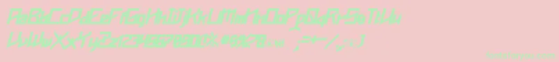 Phoenixians Bold Italic-Schriftart – Grüne Schriften auf rosa Hintergrund