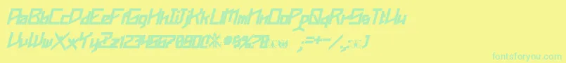 Phoenixians Bold Italic-Schriftart – Grüne Schriften auf gelbem Hintergrund