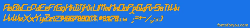 Phoenixians Bold Italic-Schriftart – Orangefarbene Schriften auf blauem Hintergrund
