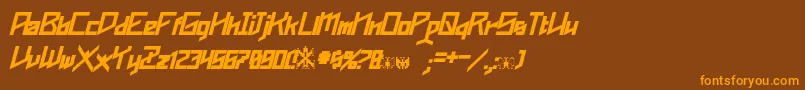 Phoenixians Bold Italic-Schriftart – Orangefarbene Schriften auf braunem Hintergrund
