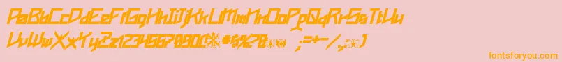 フォントPhoenixians Bold Italic – オレンジの文字がピンクの背景にあります。
