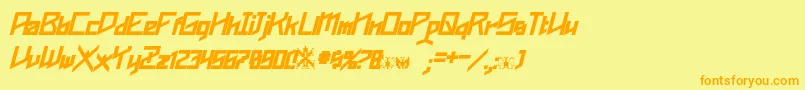 フォントPhoenixians Bold Italic – オレンジの文字が黄色の背景にあります。