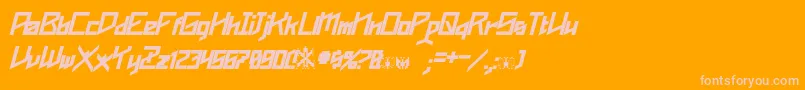 Phoenixians Bold Italic-fontti – vaaleanpunaiset fontit oranssilla taustalla