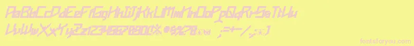 Phoenixians Bold Italic-Schriftart – Rosa Schriften auf gelbem Hintergrund