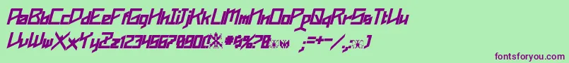 フォントPhoenixians Bold Italic – 緑の背景に紫のフォント