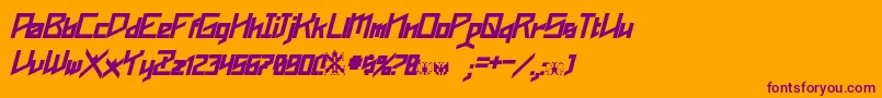 Phoenixians Bold Italic-fontti – violetit fontit oranssilla taustalla