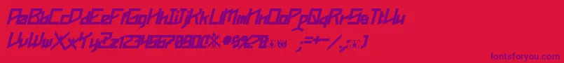 Phoenixians Bold Italic-fontti – violetit fontit punaisella taustalla