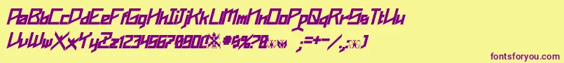 Phoenixians Bold Italic-fontti – violetit fontit keltaisella taustalla