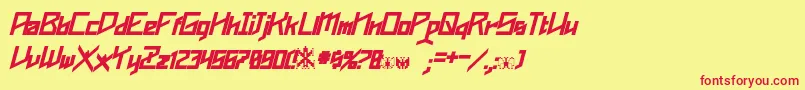 Phoenixians Bold Italic-fontti – punaiset fontit keltaisella taustalla