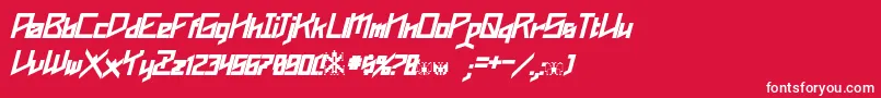 Phoenixians Bold Italic-Schriftart – Weiße Schriften auf rotem Hintergrund