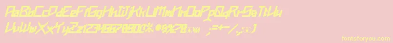 Phoenixians Bold Italic-Schriftart – Gelbe Schriften auf rosa Hintergrund