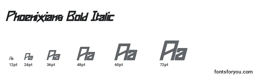 Размеры шрифта Phoenixians Bold Italic