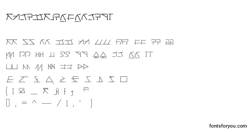 A fonte Aeridanishscript – alfabeto, números, caracteres especiais