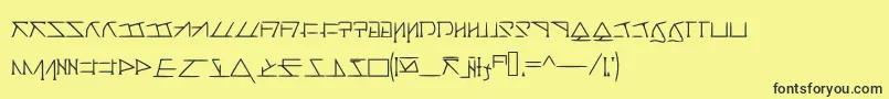 フォントAeridanishscript – 黒い文字の黄色い背景