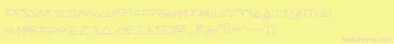 Aeridanishscript-Schriftart – Rosa Schriften auf gelbem Hintergrund