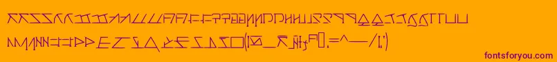 Aeridanishscript-fontti – violetit fontit oranssilla taustalla