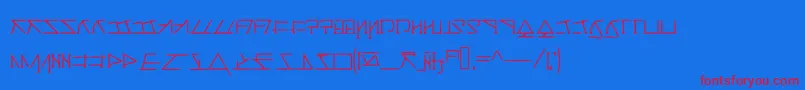 フォントAeridanishscript – 赤い文字の青い背景