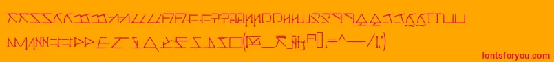 Aeridanishscript-fontti – punaiset fontit oranssilla taustalla