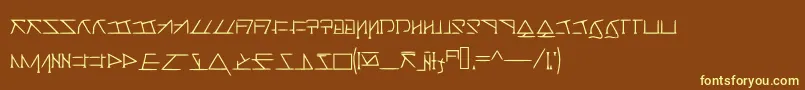 Aeridanishscript-Schriftart – Gelbe Schriften auf braunem Hintergrund