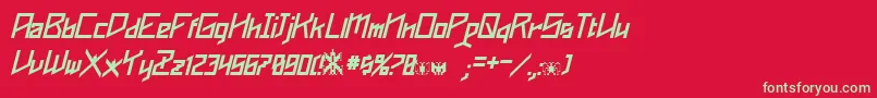 フォントPhoenixians Italic – 赤い背景に緑の文字