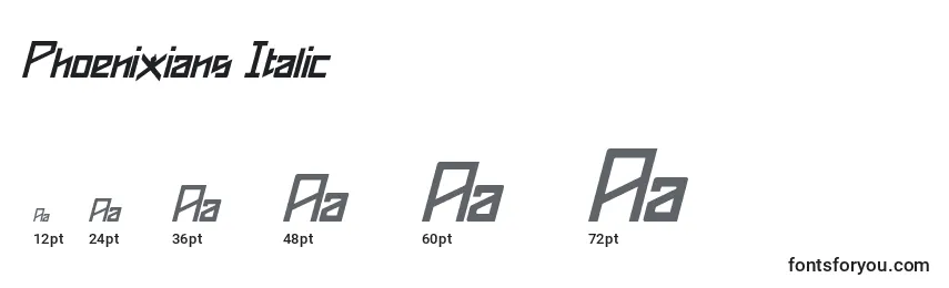 Phoenixians Italic Font Sizes