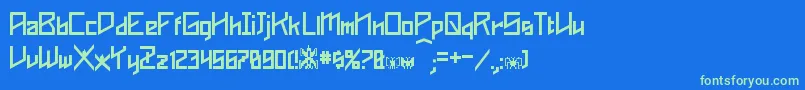 Phoenixians Font – Green Fonts on Blue Background